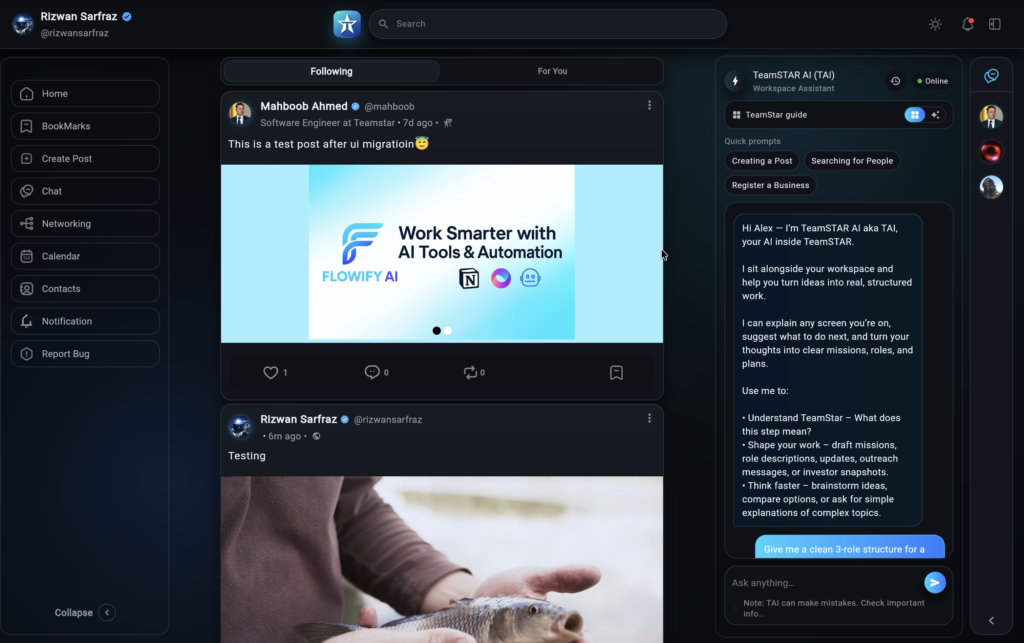 Teamstar – Professional Networking Platform screenshot